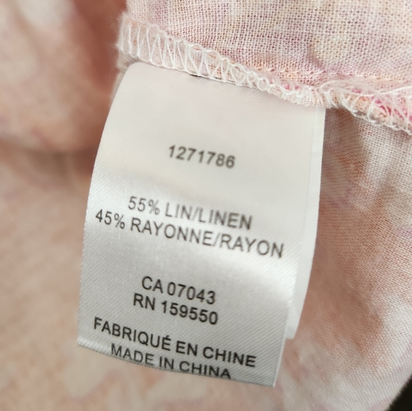 Rachel Zoe Pink Muti Print Linen Blouse - Picture 12 of 13